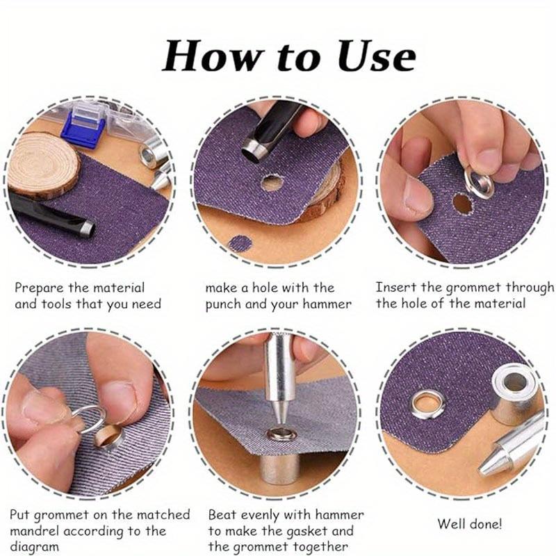 100pcs Metal Grommet Kit, Leather Eyelets Replacement Set with Setting Tools for Tarpaulin Bags