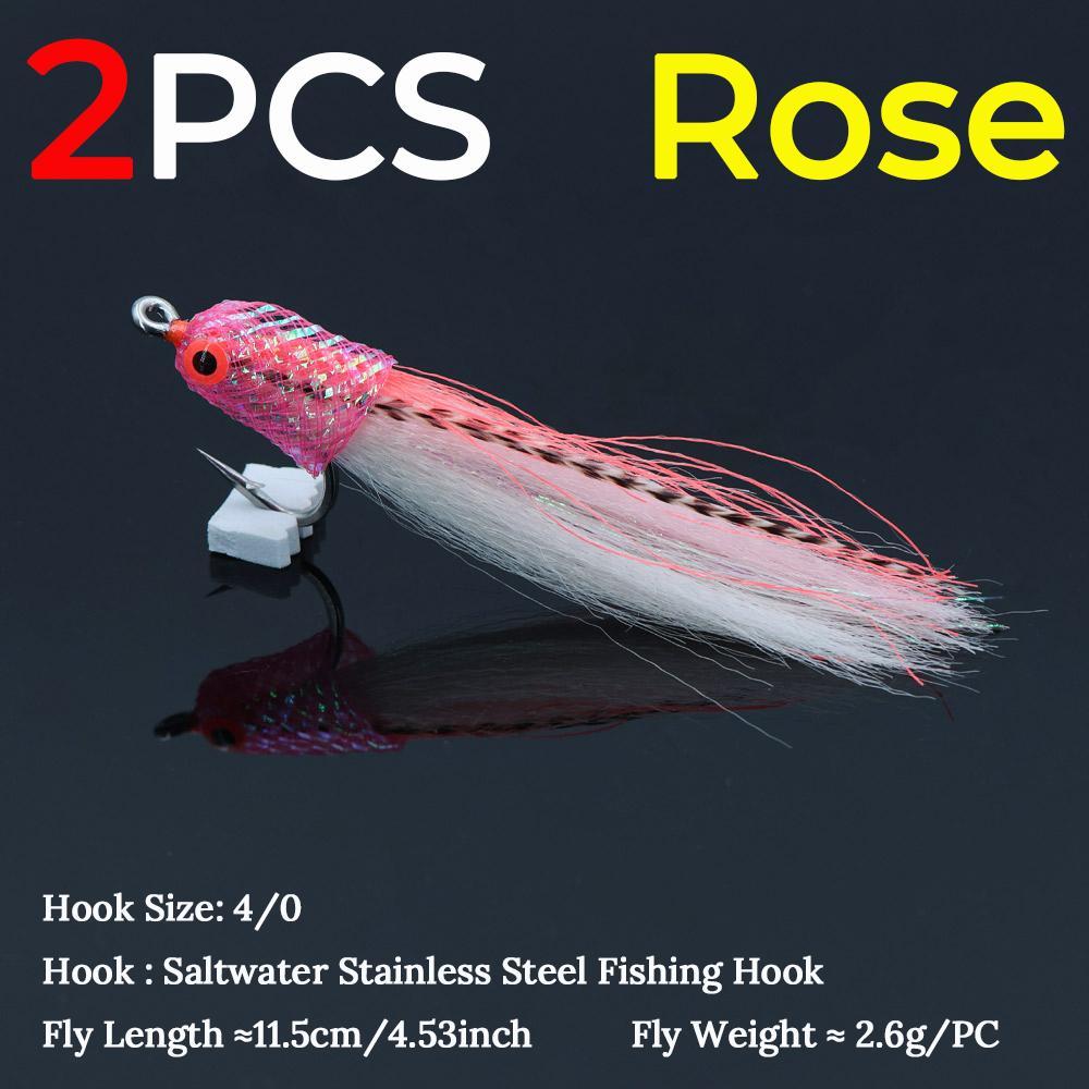Braided Tube Fish Head Lure – Feather&Flash Fiber Tail, Fast Sinking Reaction Bait for Bass, Trout, Redfish Predators