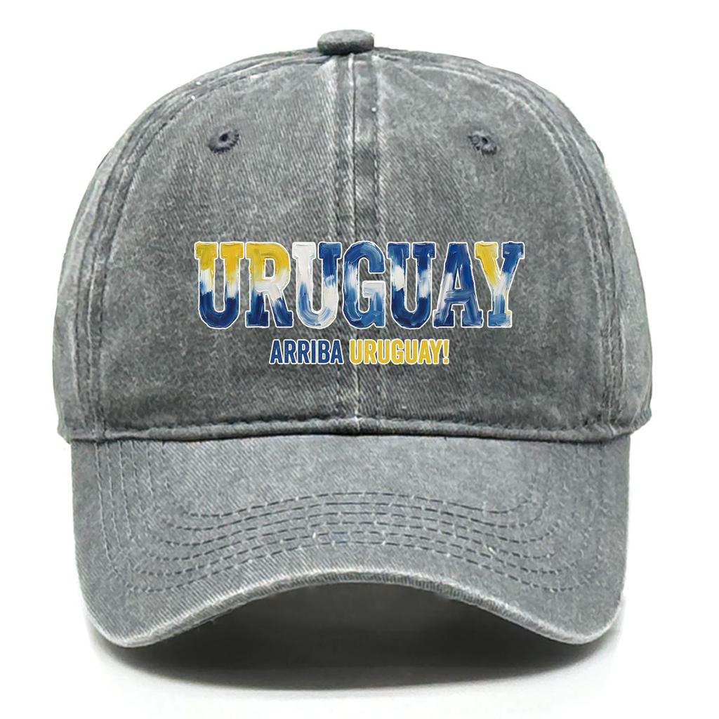 Sun Hat With "URUGUAY" "ARRIBA URUGUAY" Flag Printed , Adjustable Baseball Hat Inelastic Hip Hop Fit Headwear Sports Hat