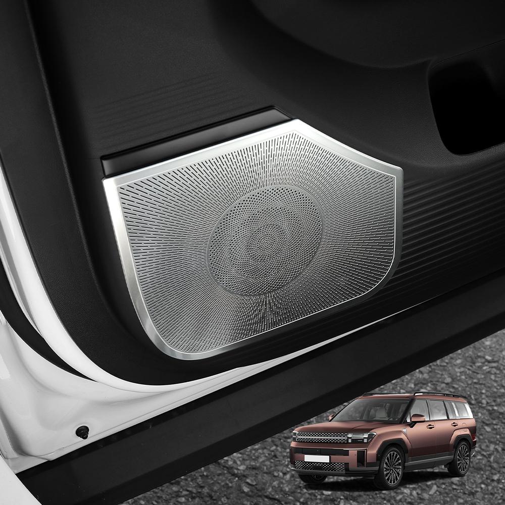 For Hyundai Santa Fe MX5 2024 2025 Stainless Steel Silver Auto Speaker Cover Car Subwoofer Grille Net Accessories LHD