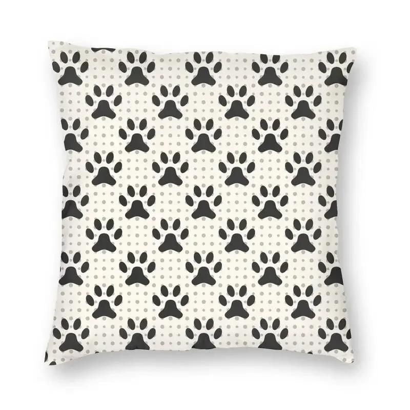 Liebe Hunde Pfoten und Knochen Muster Druck Quadratischer Kissenbezug Dekoration Haustier Fußabdruck Geschenk Kissenbezug Wurfkissen für Sofa Auto