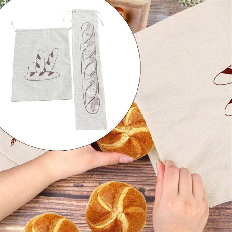 Sustainable Packaging Pouch Functional Linen Drawstring Bag for Bread and Fruits