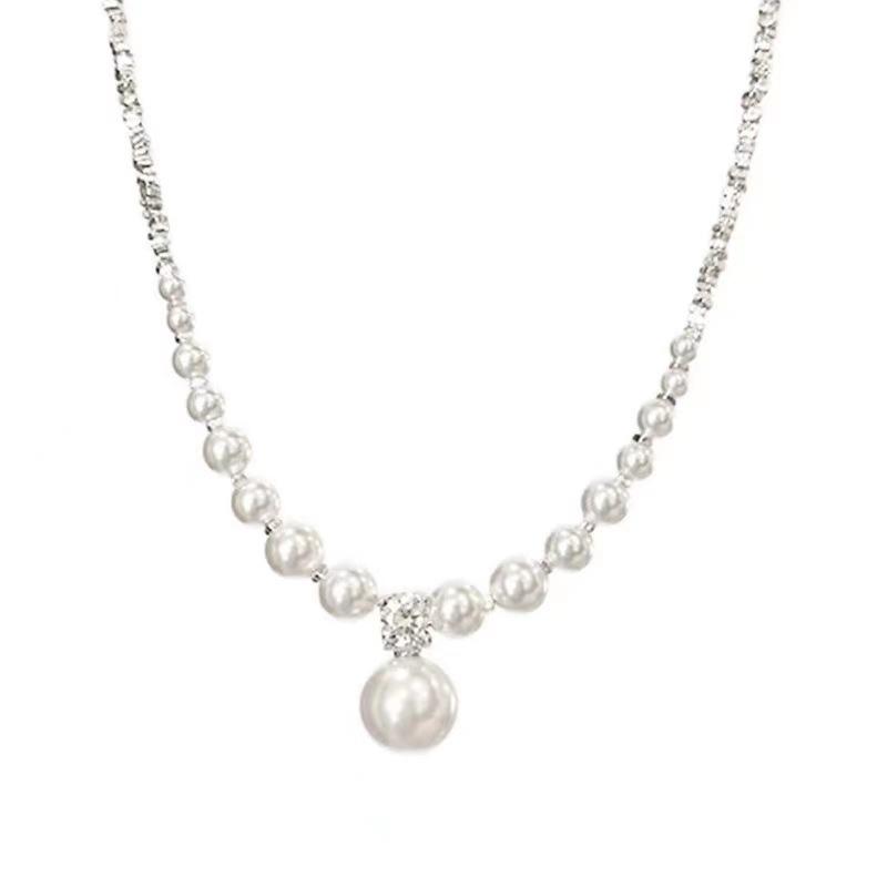 

Broken Silver Pearl Necklace for Women Niche Design Collarbone Chain