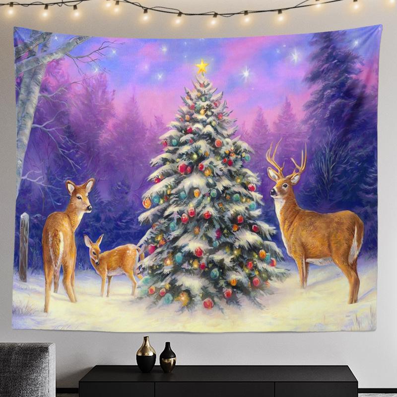 Cross-border Christmas Tree Tapestry Santa Hanging Cloth Background Cloth Digital Printing