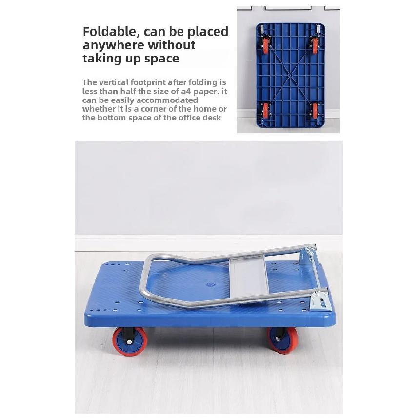 Household Goods Folding Trolley Pull Goods Small Trolley Warehouse Trailer Portable Four-wheel Trolley Handling Flatbed Truck