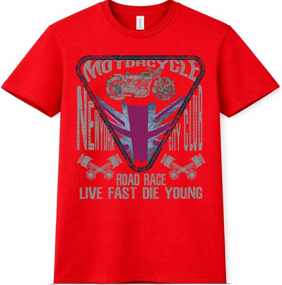 Motorcycle New York City TShirt Road Race Live Fast Die Young Graphic Club Tee S