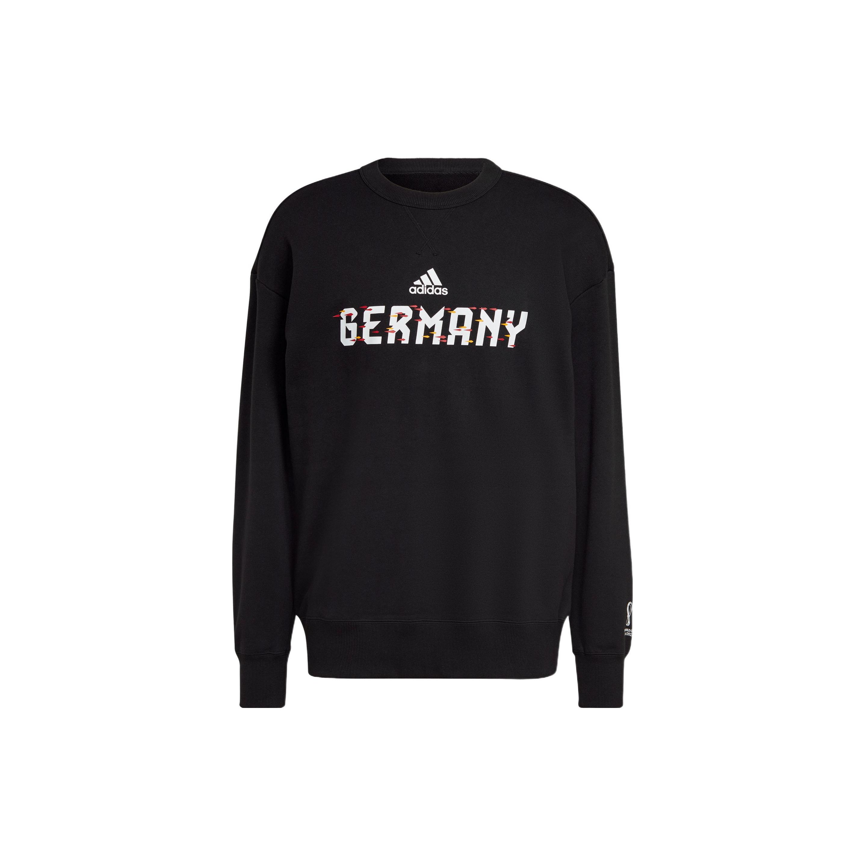 adidas FIFA World Cup 2022 Germany Crew Neck Sweatshirt Black Men HD6352 M