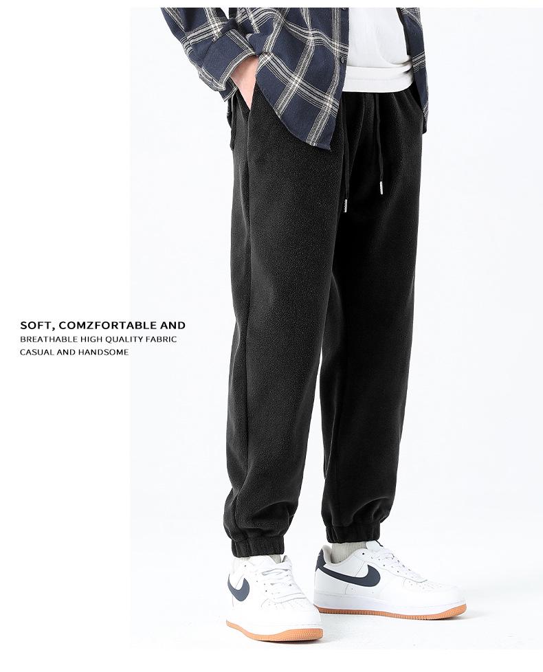 2024 Winter Double-Sided Aoli Velvet Thick Fleece-Lined Cuffed Sweatpants for Men