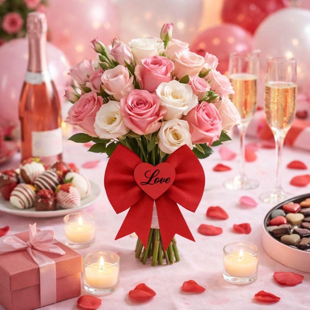 5 Pezzi Decorazione Fiocco Romantico LOVE Fiocco Monocolore EVA Fiore Confezione Nodo Gigante in Nastro Fatto a Mano Decorazione per la Casa