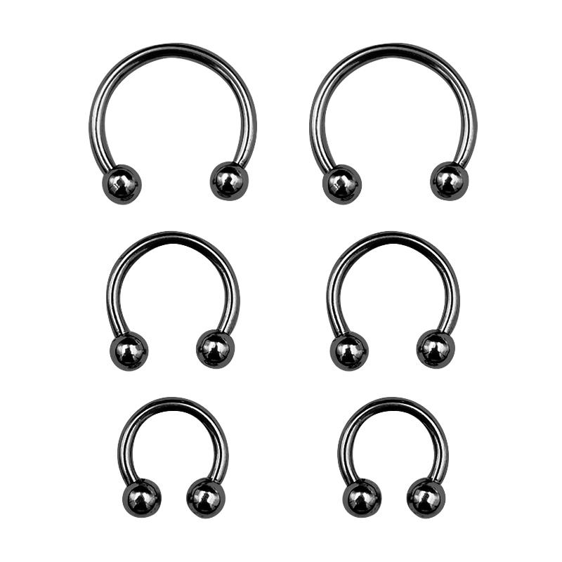 6PCS/Set Metal Horseshoe Fake Nose Ring C Clip BCR Septum Lip Stainless Steel Piercing Falso Nose Rings Hoop for Women Men