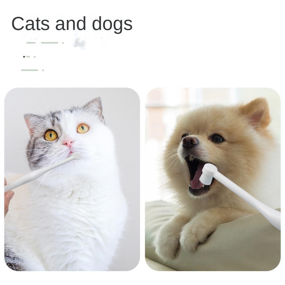 Soft Brush Pet Toothbrush Round Head Pets Cleaning Supplies Practical Oral Cleaning Tool  Cat