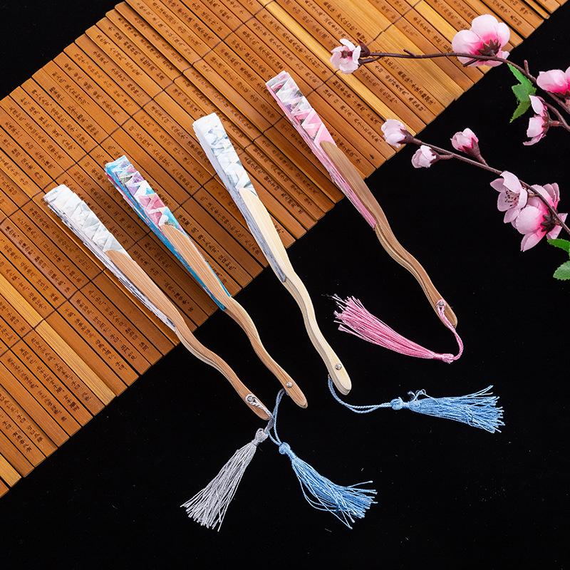 Hand Fold Fan Retro Adornment Woman Man Dance Props Wedding Living Room Cabinet Decor Bamboo Wood Silk Flower Folding Fan