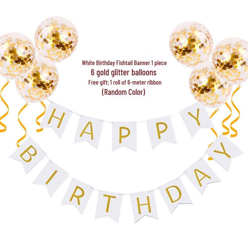 Internet Celebrity Birthday Mermaid Tail Flag Decoration for Baby’s First Birthday Party - Banner, Garland, String Lights & Balloons