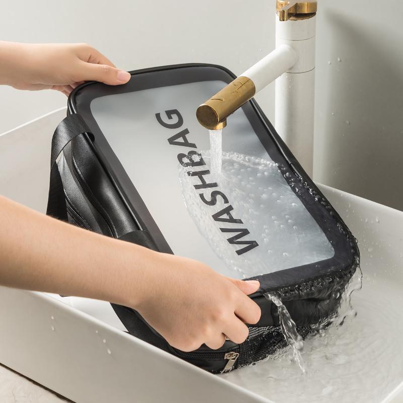 Extra große transparente Make-up-Tasche mit Trocken-Nass-Trennung für unterwegs und zu Hause