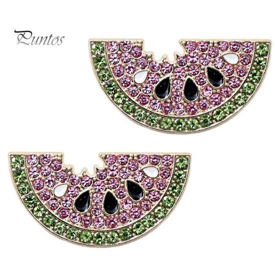 Watermelon Slice Brooch 1/2Pcs Rhinestone Brooch, Sparkling Fruit Lapel Pin, Sweater Shape Cardigan Coat Suits Accessories, Jewelry Gift for Women Pin