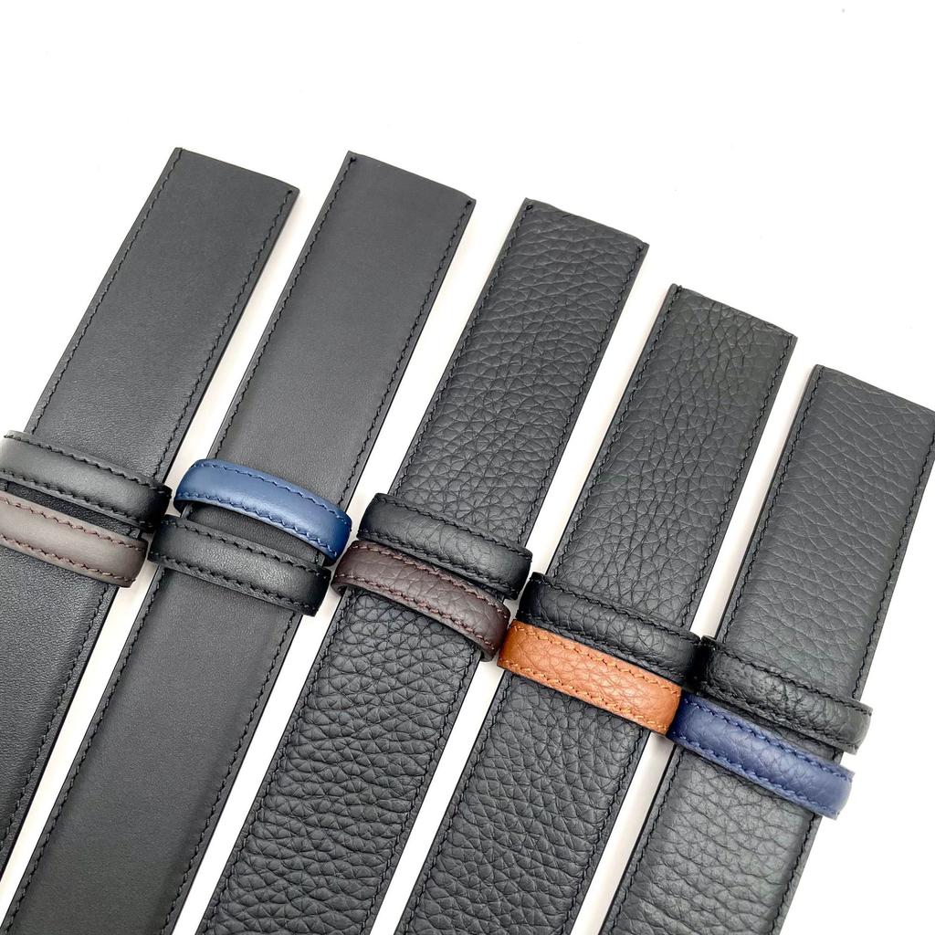 Top Layer Cowhide Belt, Men's Genuine Leather Headless Belt, Men's Belt, Smooth Buckle Strip on Both Sides, Fashionable Perforated