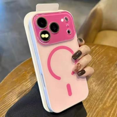 Luxusní pouzdro na telefon s velkým skleněným okénkem na ochranu fotoaparátu pro iPhone 17 Air 16 15 14 13 12 Pro Max Magnetické pro Magsafe Matný kryt
