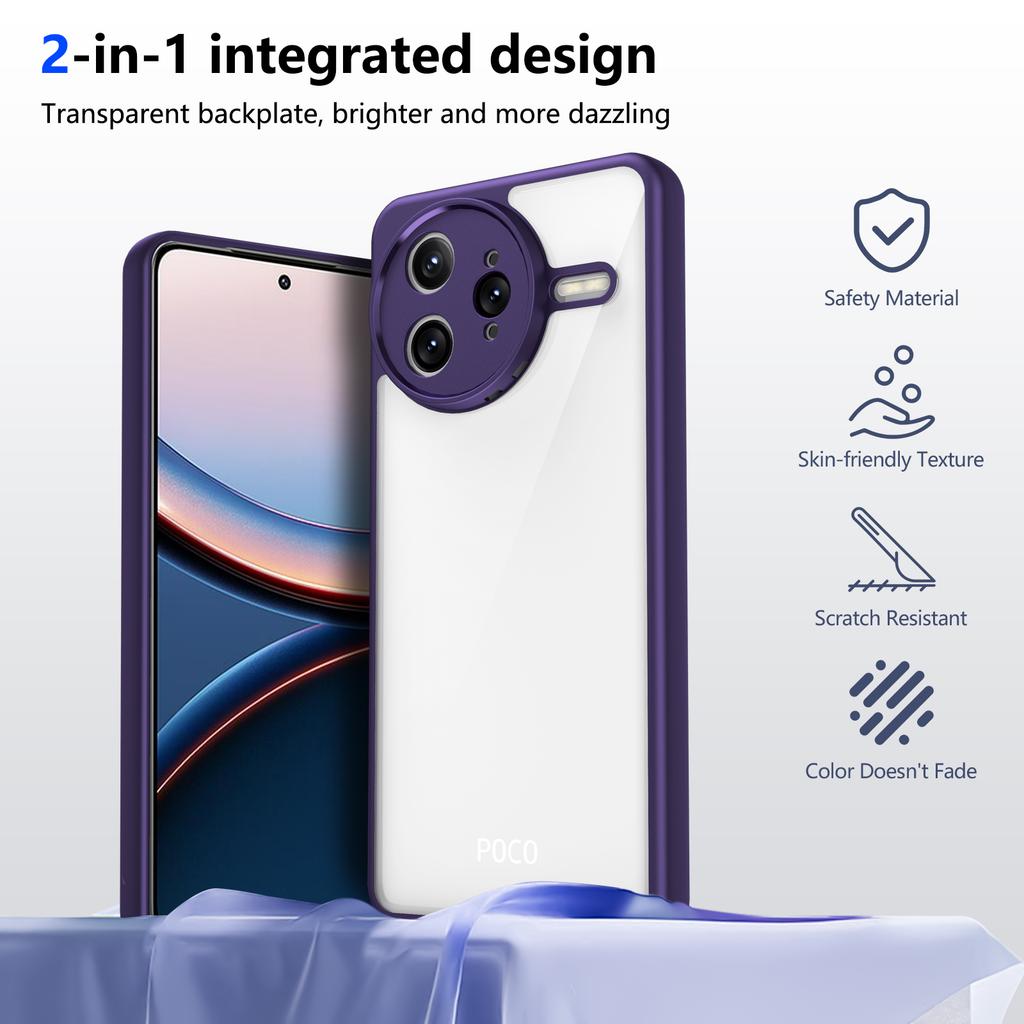 For Xiaomi Redmi K80 Pro 5G/Poco F7 Ultra 5G Case Matte Skin Touch Clear PC+TPU Shockproof Phone Back Cover