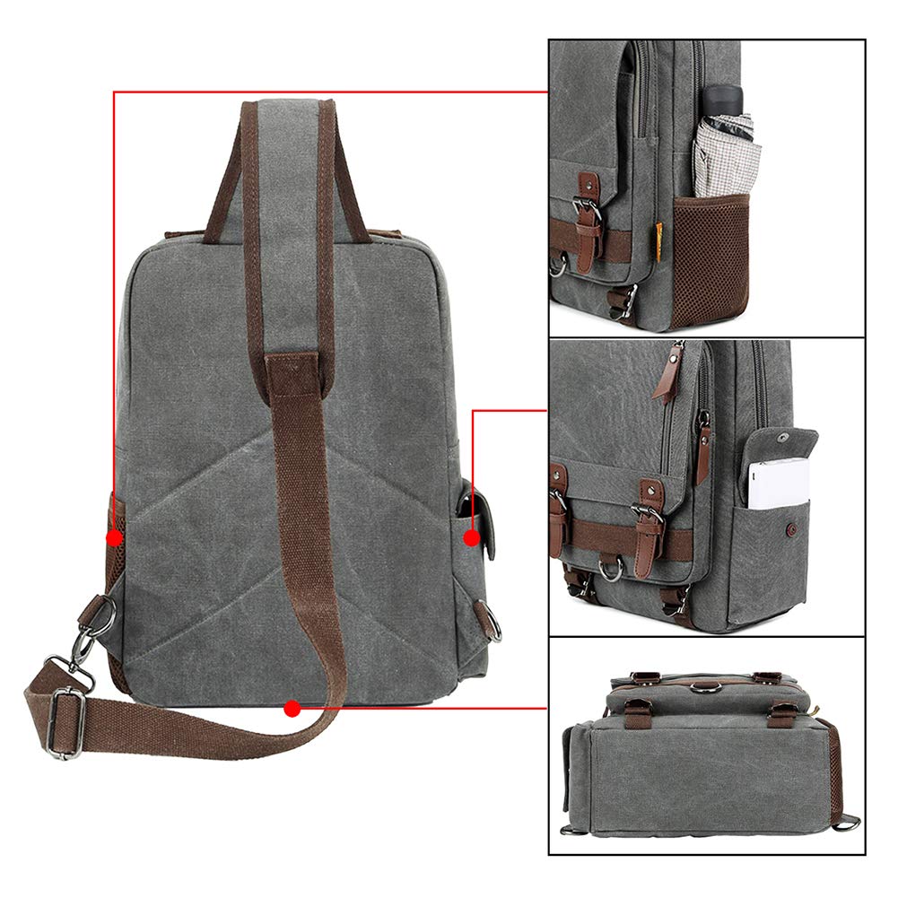 Kropp En Skulder Crossbody A4 Kompatibel med 13 Tommer [Mygreen] Veske, Veske, Veske, Oppbevaring, PC, Canvas, Pendling, Reise, Herre (L/Brun)