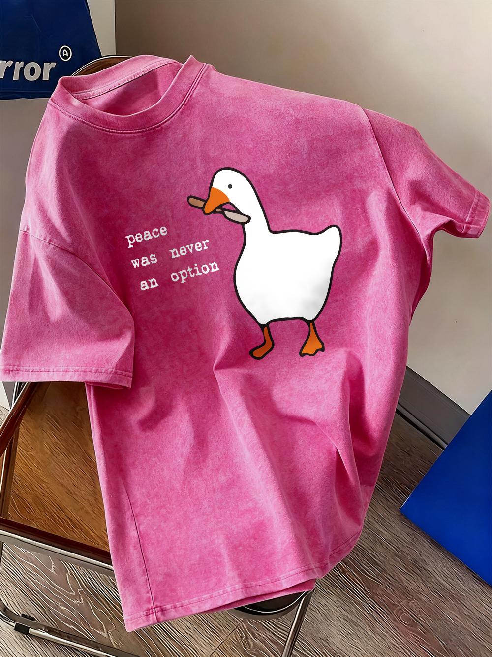 

Peace Was Never An Option Goose Washed TShirts Womens Cotton Oversize T Shirt Casual Short Sleeve Tops Summer ONeck Clothes S