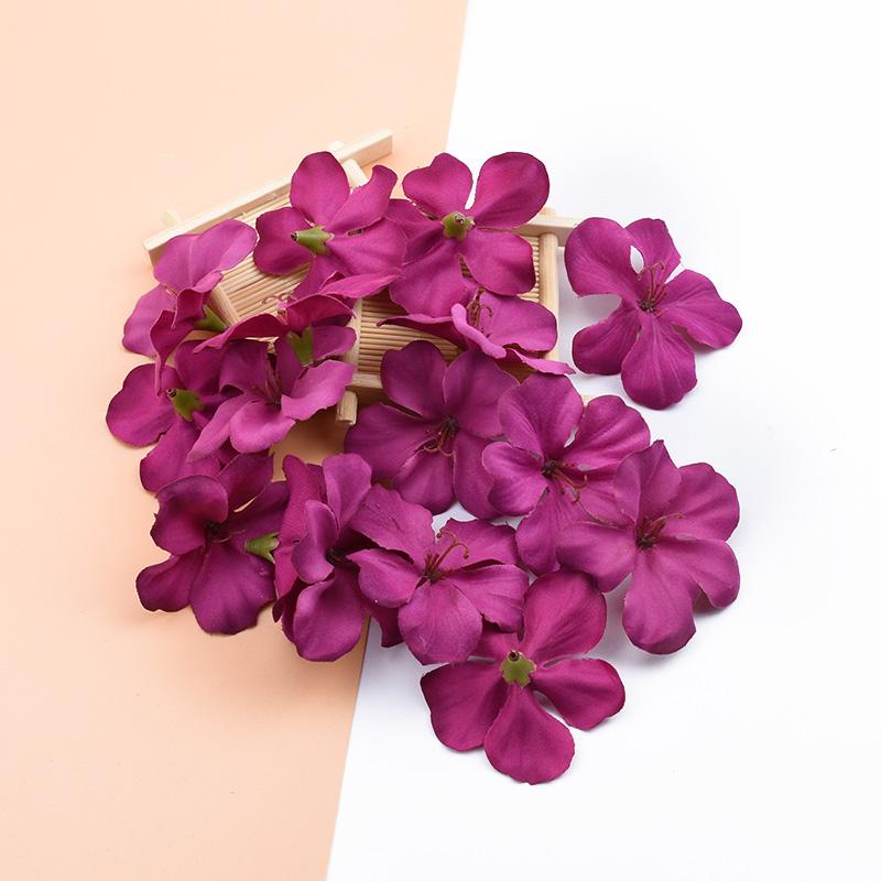 50/100PCS Artificial Flowers Silk Orchid Head Fake Cherry Flower Wall Wedding Home Decor Scrapbook Diy Gifts Candy Boxes Bouquet
