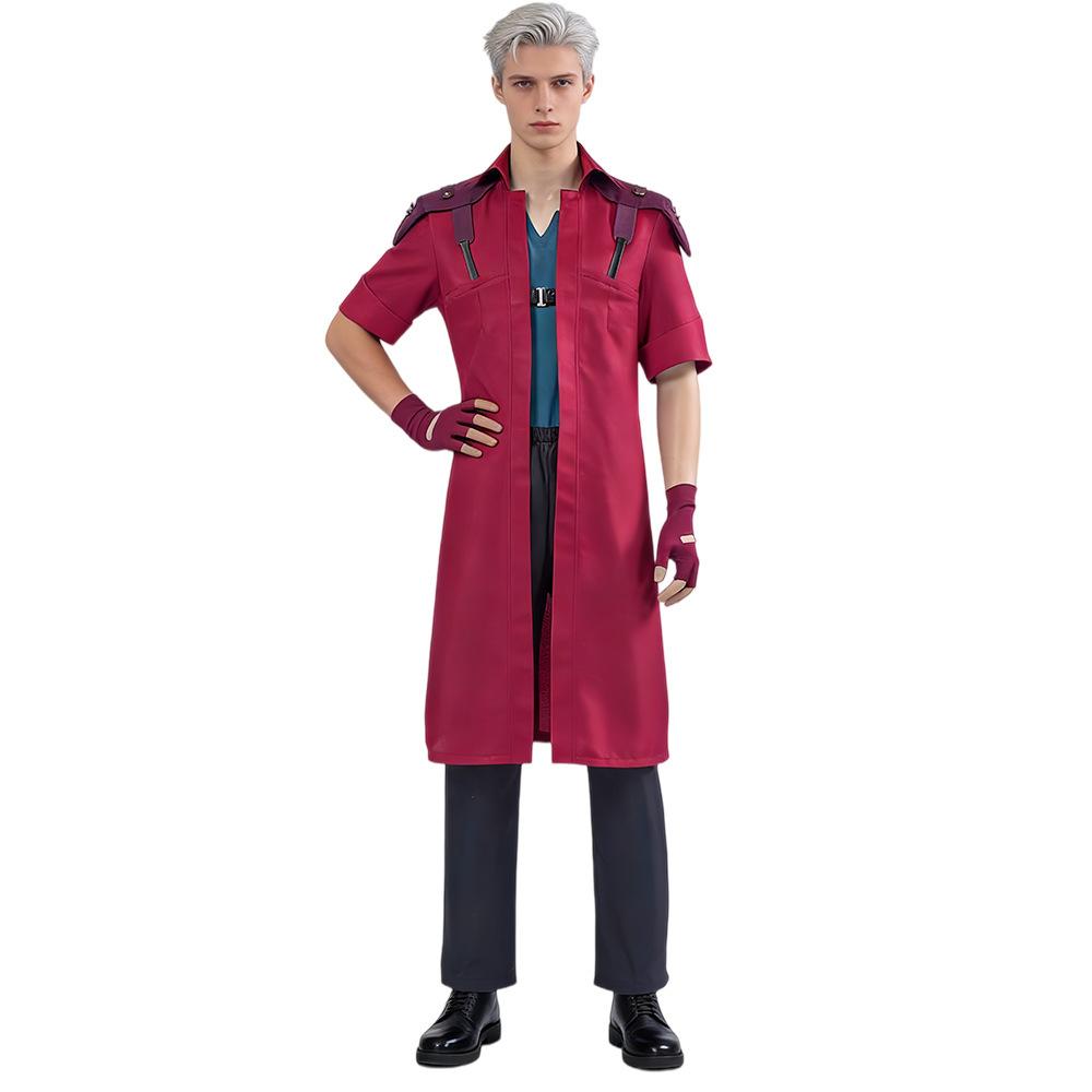 Devil May Cry Animated Version Of Dante Cos Suit Burgundy Long Trench Coat Full Set Devil May Cry Dante Halloween Adult s