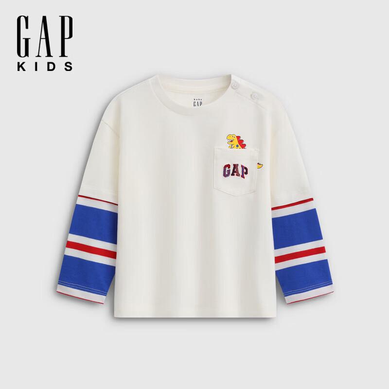 GAP Boys  Toddler Logo Faux Two-Piece Long-Sleeve T-Shirt 90 cm (1-2Y Asian Size)