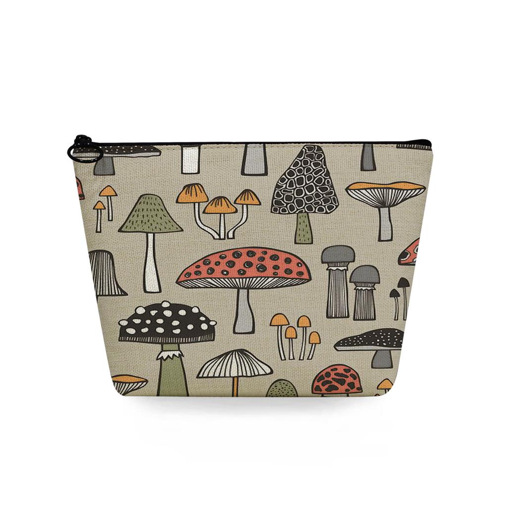Women Mushroom Print Cosmetic Bag Toiletries Organize Travel Storage Case 6869
