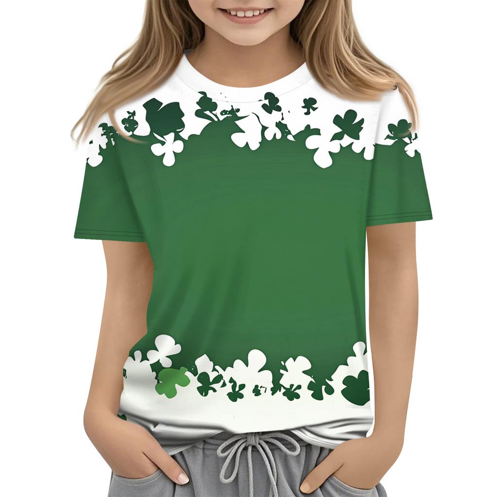 Children's Printed Round Neck Short Sleeved Casual T-shirt