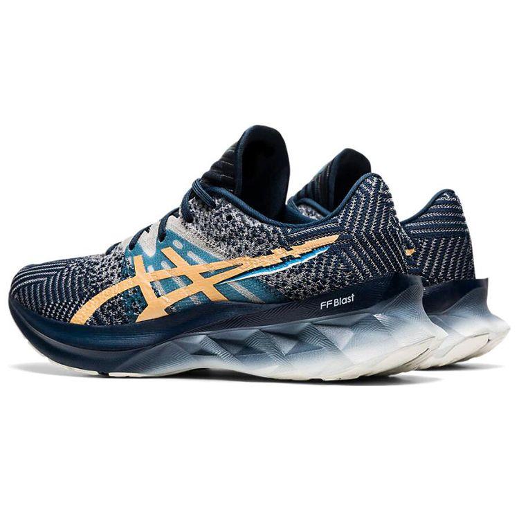 Asics Women's Novablast 1 Pixel Noise French Blue Champagne Running Shoes 1012B006-400