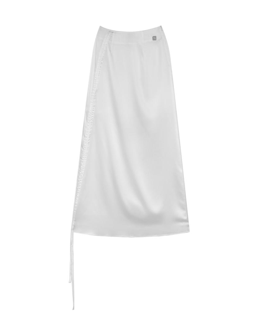 Teulimingbeodeu Shirring Strap Long Skirt [ White ]