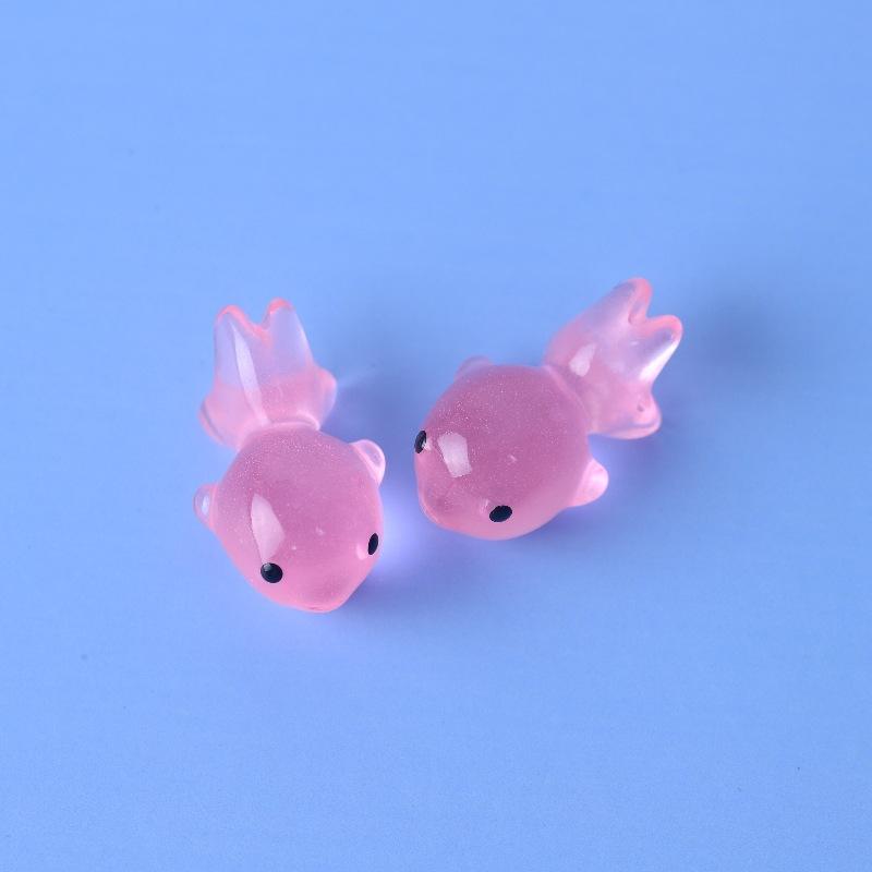 5Pcs 3D Cute Luminous Goldfish Fish Resin Pendants Charms Diy Earrings Necklace Keychain Bead Jewelry Making Supplies Findings