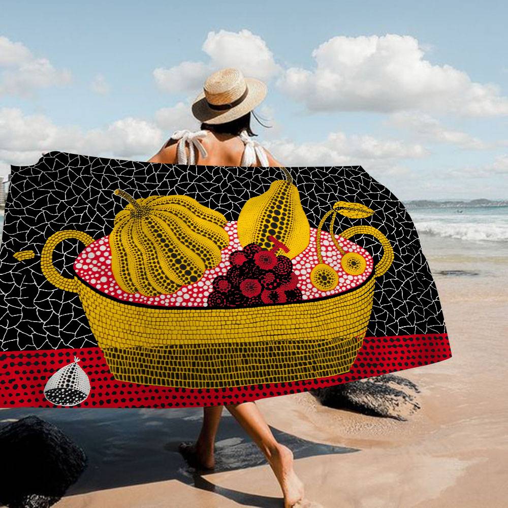 Serviette de plage en microfibre de l'artiste célèbre Y-Yayoi Kusama Absorbante Séchage rapide Douce Serviette pour Yoga Natation Vacances en station de montagne Alpinisme