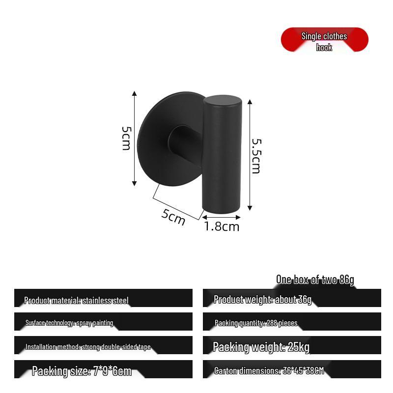 Stainless Steel Adhesive Wall-Mounted Hook for Clothes & Hats