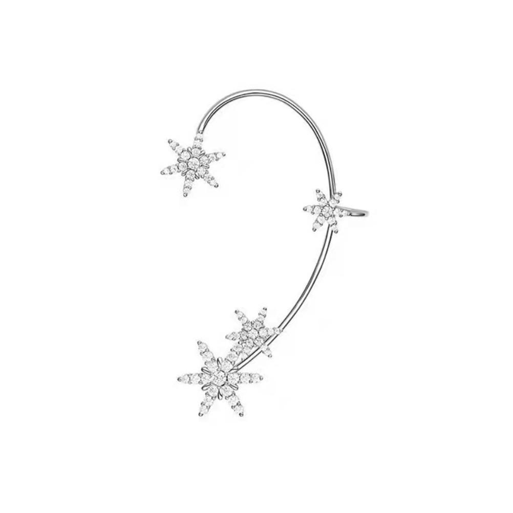 Sparkling Snowflake Ear Clip Ear Cuff for Women Girls Snowflake Non Piercing Ear Clip Earrings Party Wedding Jewelry