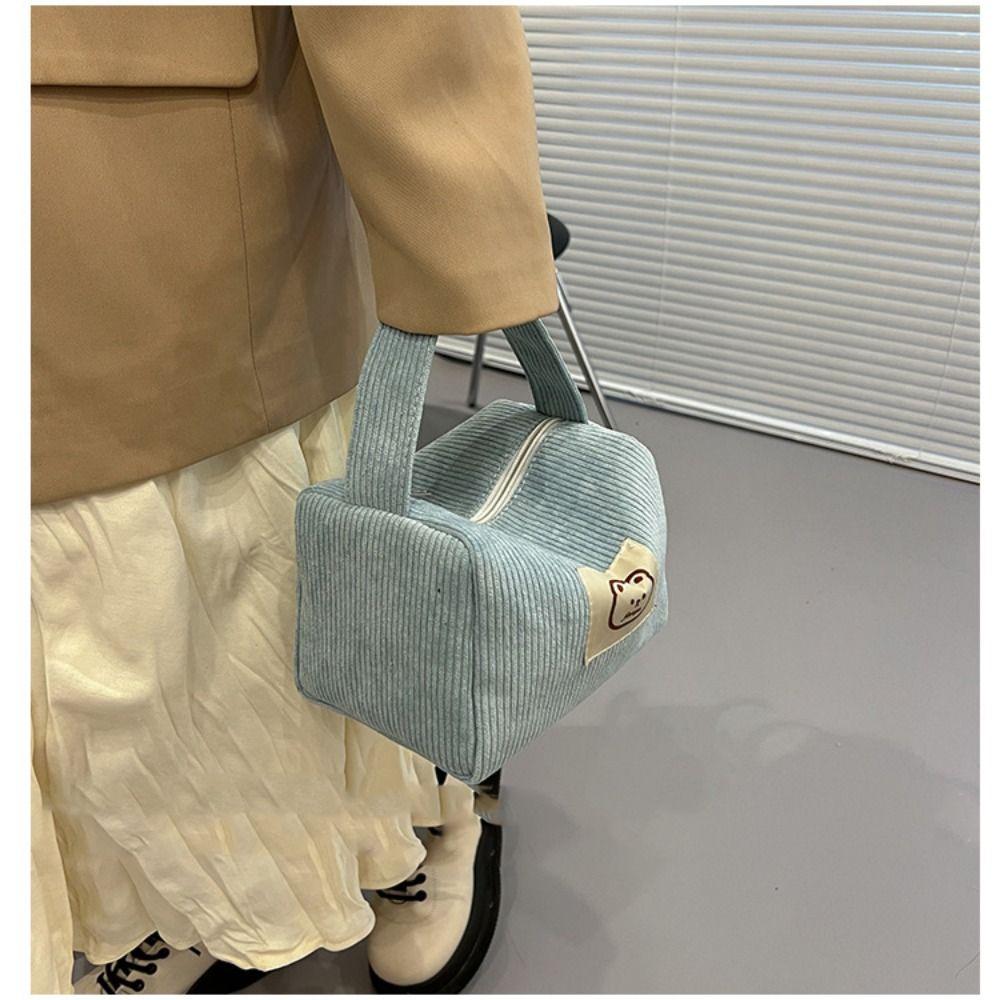 Cute Corduroy Handbag Fashion Soft Comfortable Cosmetic Bag Large Capacity Trendy Handbag for Women