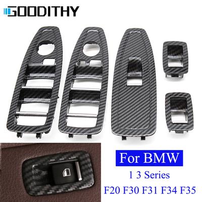 LHD RHD Carbon Fiber Door Master Window Lift Switch Button Panel Cover Trim Replacement For BMW 1 3 Series F20 F30 F31 F34