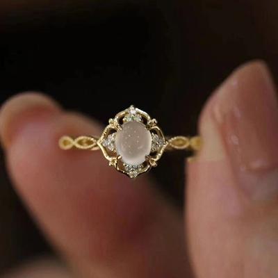 Anelli Nuziali Estetici da Donna con Pietra di Luna Imitazione Accessori Femminili di Nuova Concezione Gioielli alla Moda per Feste di Anniversario