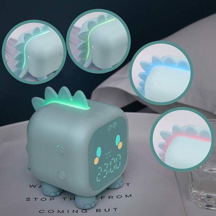 Réveil Enfant, Dinosaure Lumineux LED Numerique Lampe Réveil, Entraîneur de Sommeil pour Enfants, Ve
