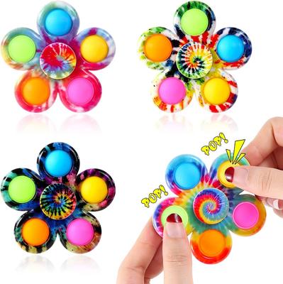 Fidget Spinner Sensory Pops Finger Toys Tie Dye Simple Push Bubble Hand Spinner For ADHD Autism Anxiety Stress Relief Gifs
