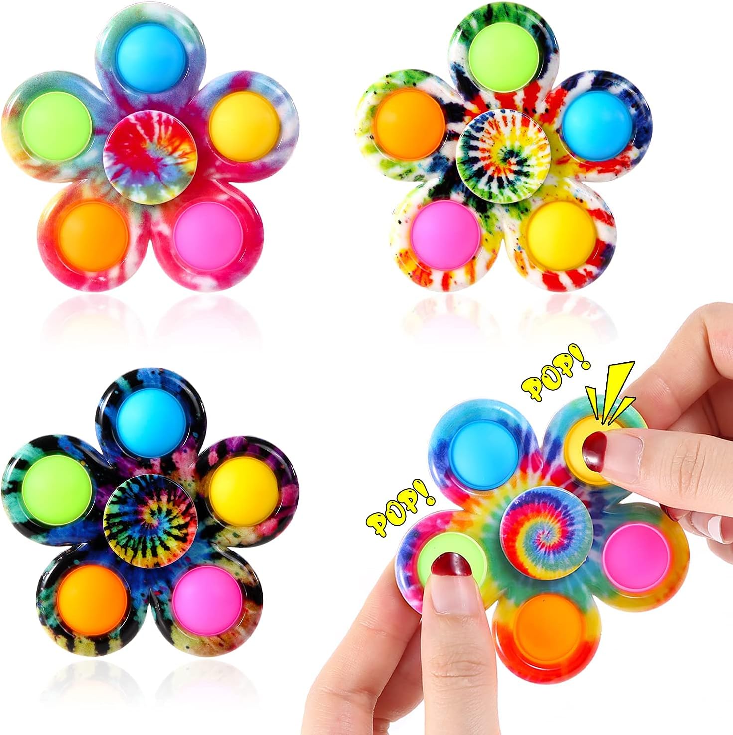 Interesting Toys Fidget Spinner Sensory Pops Finger Toys Tie Dye Simple Push Bubble Hand Spinner For Adhd Autism Anxiety Stress Relief Gifs