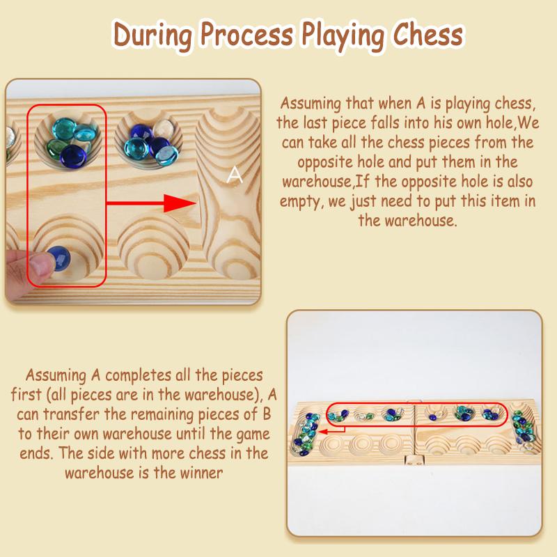 Mancala Board Game African Chess Strategy Puzzle Toy Children Educational Logical Thinking Folding Wooden Chess Party Table Game