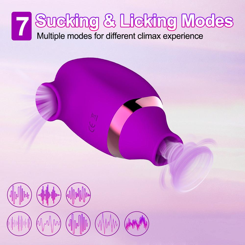 Clitoris Sucker Vibrator Adult Erotic Toys Double Headed Clitoris Stimulator Tongue Licking G Spot Massager Women Sex Toy