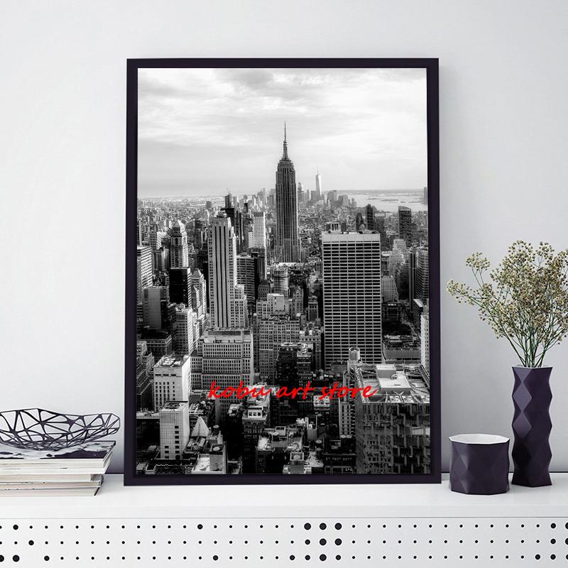 Black and White New York City Posters Prints NYC Modern Landmark Canvas Painting Wall Art Picture for Living Room Home Decor