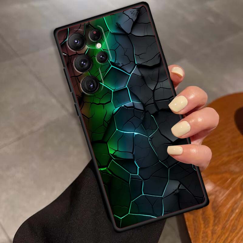 Creative metal style pattern Phone Case For Samsung Galaxy S26 S25 S24 S23 S22 S21 S20 Ultra Plus FE 5G Black Soft TPU