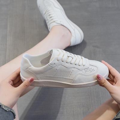 Echtes Leder Weiße Schuhe Flache Lässige Einzelne Schuhe Gummischuhe Klassische Board-Schuhe