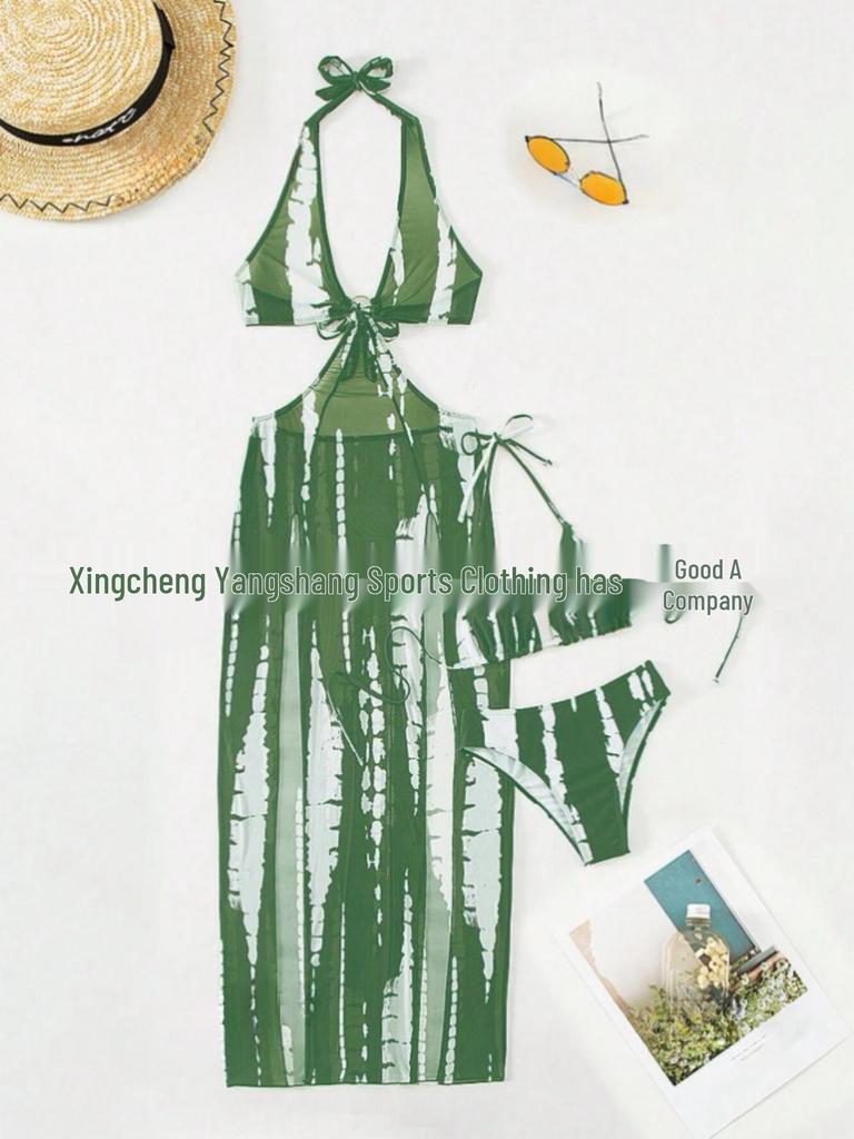 European & American Sexy Split Bikini Swimwear: Three-Piece Set with Beach Long Dress