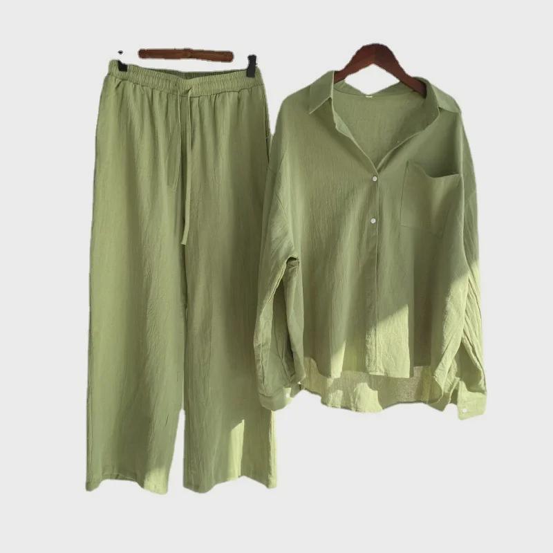 Vintage Plus Size 2-Piece Cotton Linen Set: High Waist Shirt and Loose Trousers for Women (2025)
