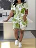Abstract code European and American women's clothing butterfly printing T-shirt shorts set sports suit