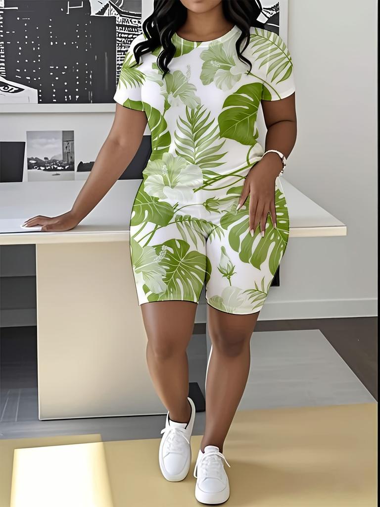 Abstract code European and American women's clothing butterfly printing T-shirt shorts set sports suit